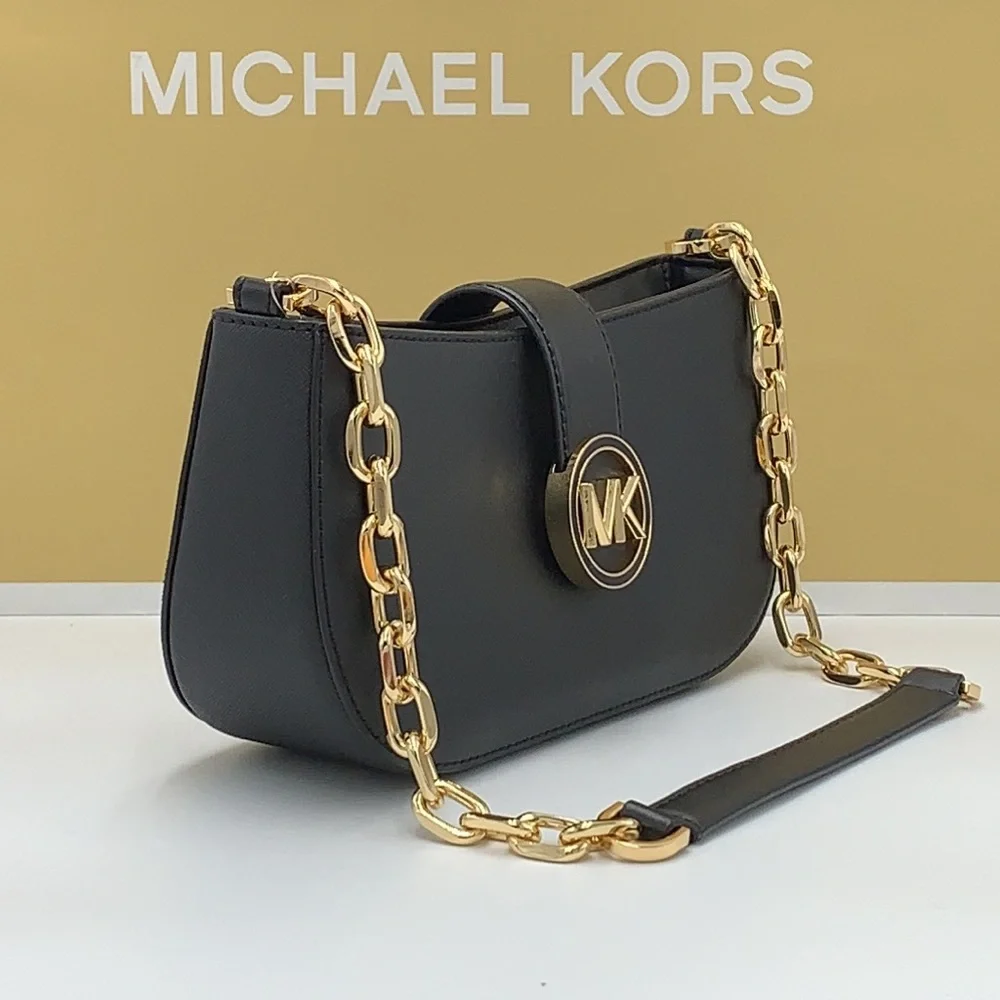 MICHAEL KORS Carmen Small Shoulder Pochette Bag Black NWT